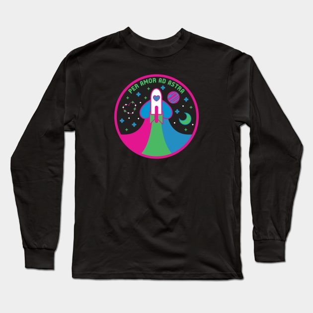 Space Pride - Polysexual Flag Long Sleeve T-Shirt by wanderingkotka